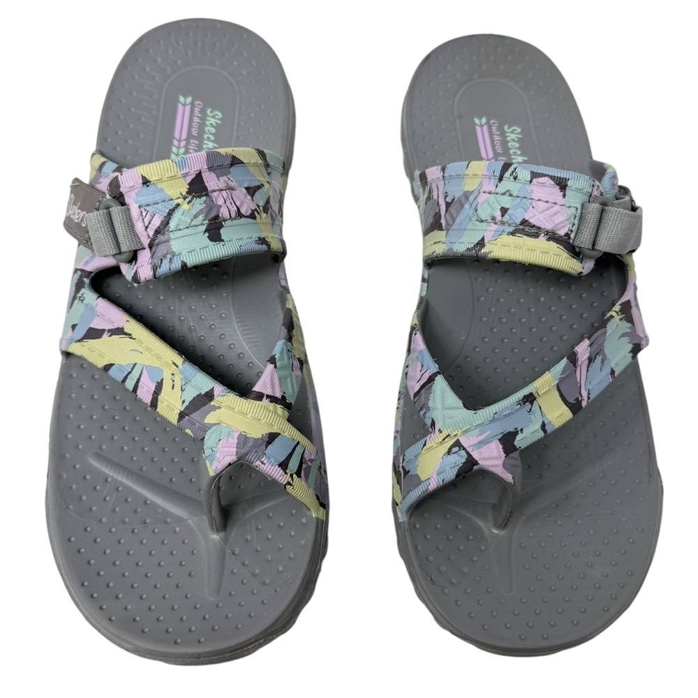 Skechers Women’s Size 11 Reggae Artsy Adjustable Strap Gray Sandals shoes